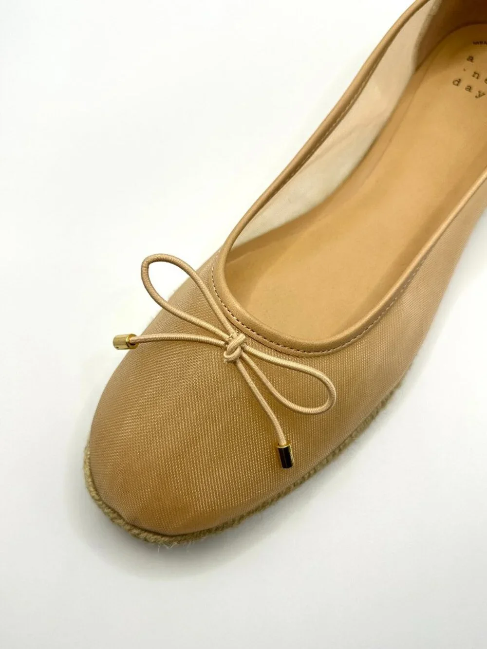 A New Day Beige Mesh Bow Espadrille Ballet Flats Balletcore Coquette Ballerina